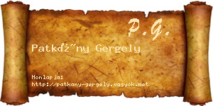 Patkány Gergely névjegykártya